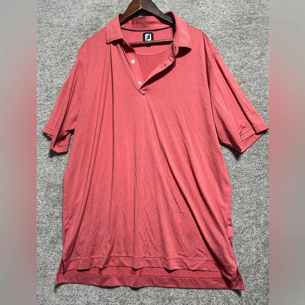 FootJoy Men’s Red Orange Golf Polo Shirt Short Sleeve Collared Plus Size 2XL